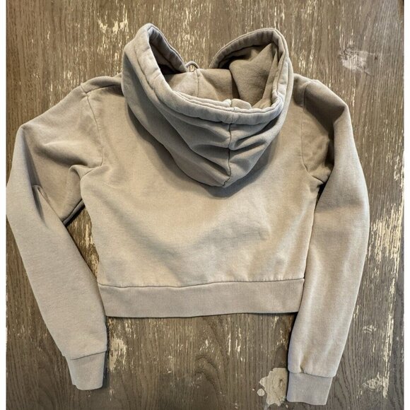 Brandy Melville Tan Hooded Cropped Full Zip Hoodie Sweatshirt O/S Y2K Hoodie - Picture 8 of 8